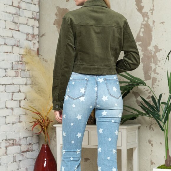 Angry Rabbit Crop Corduroy Long Sleeve Jacket - Picture 2 of 5